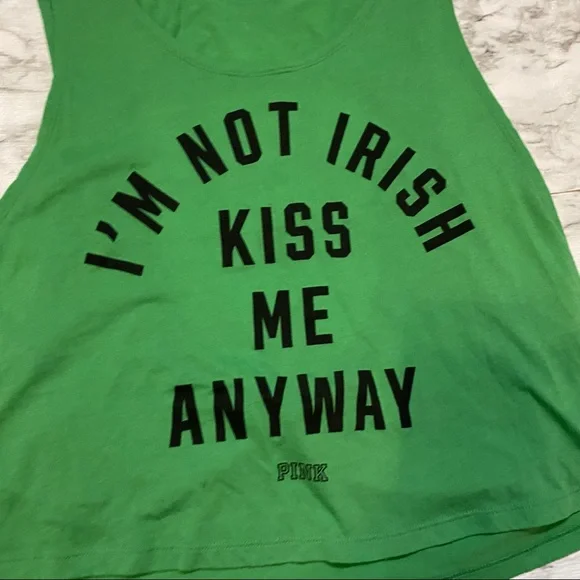 Victoria’s Secret PINK Irish Kiss Green Sleeveless Athletic Workout Y2K Top - Picture 2 of 10
